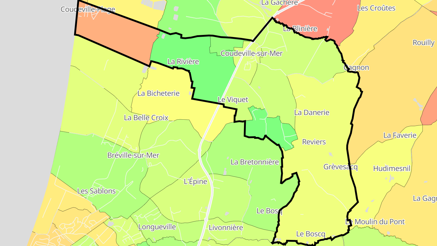 Carte des prix de l'immobilier Coudeville-sur-Mer