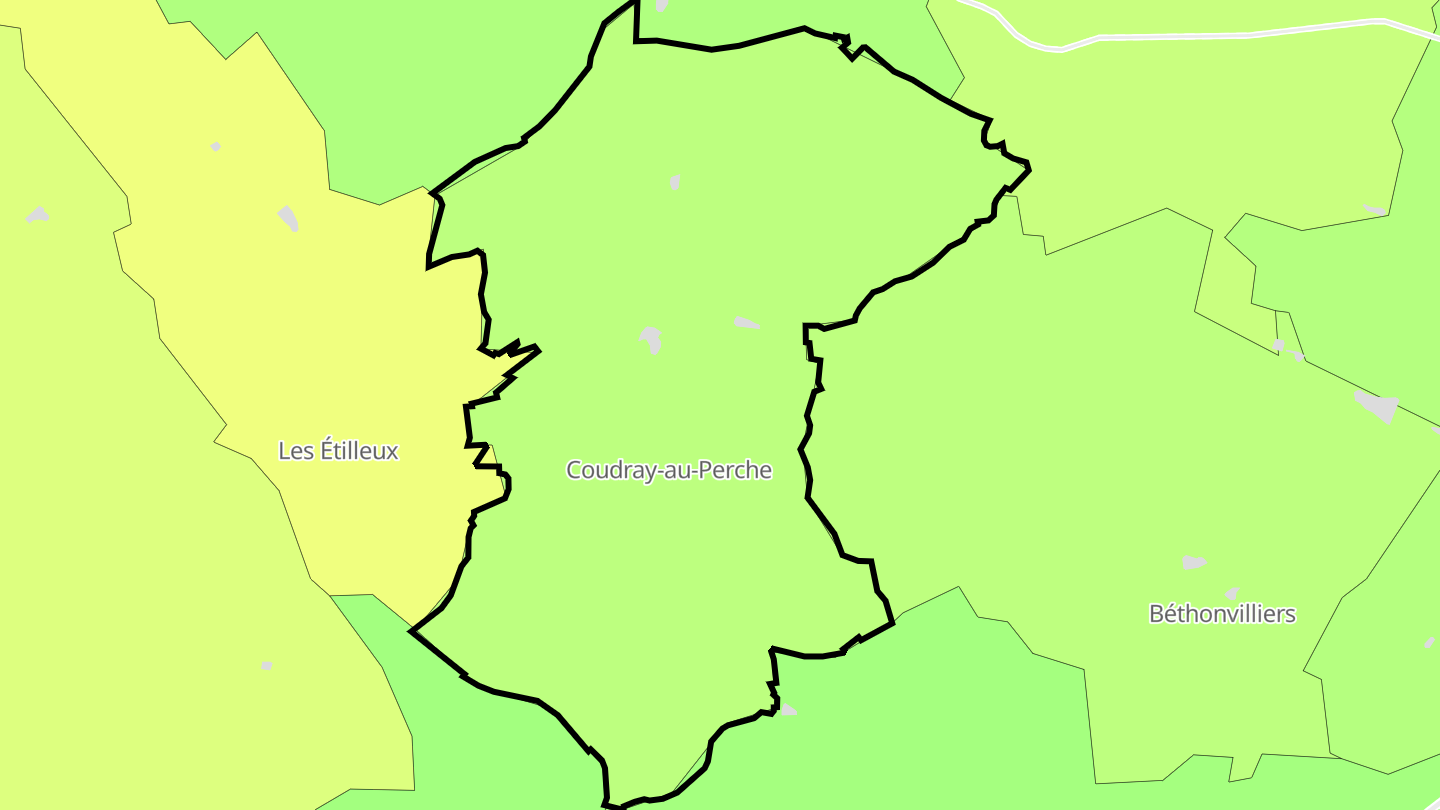 Carte des prix de l'immobilier Coudray-au-Perche