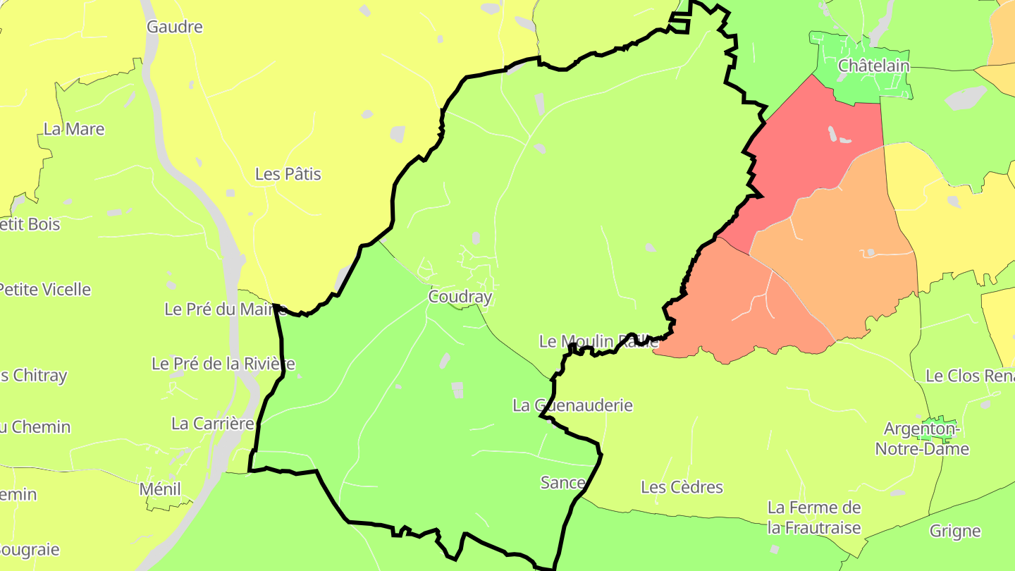 Carte des prix de l'immobilier Coudray