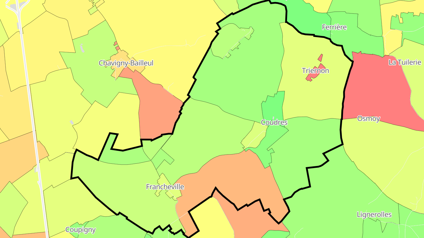 Carte des prix de l'immobilier Coudres