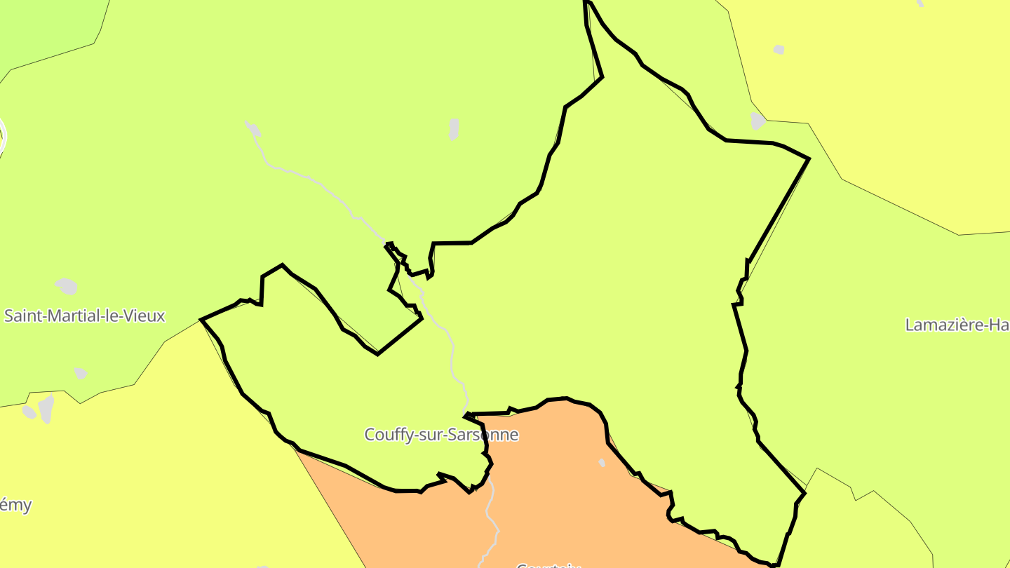 Carte des prix de l'immobilier Couffy-sur-Sarsonne