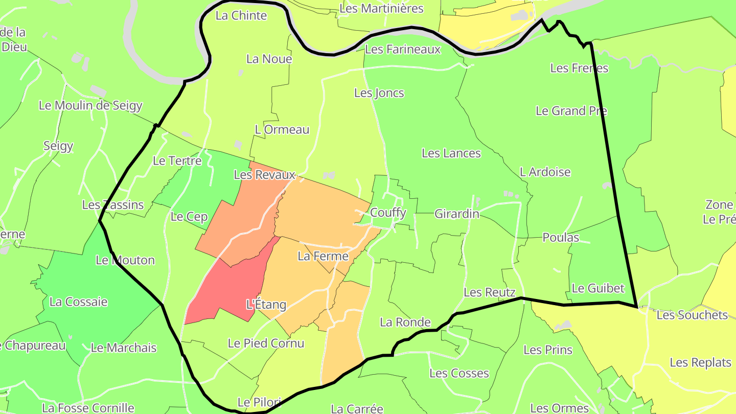 Carte des prix de l'immobilier Couffy