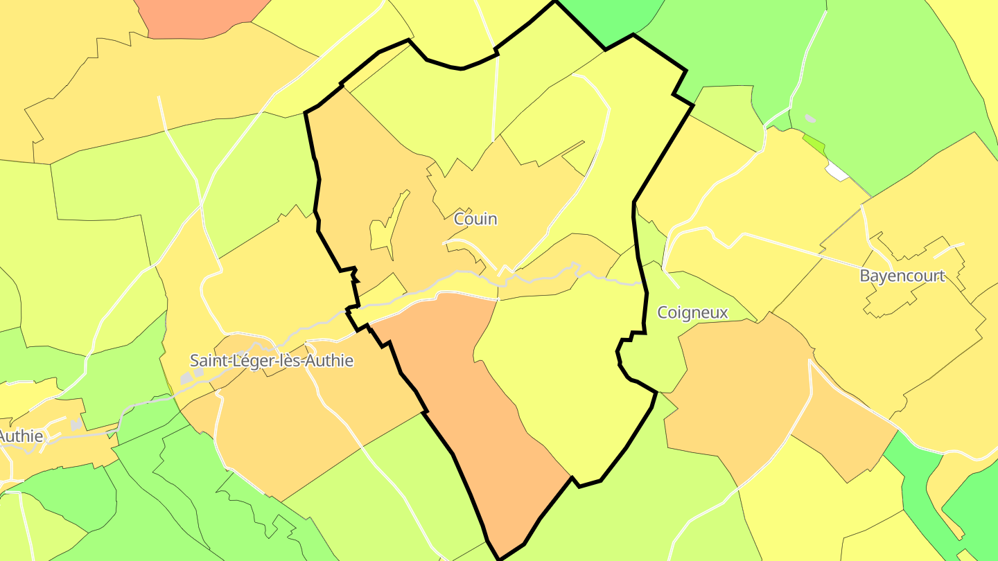 Carte des prix de l'immobilier Couin