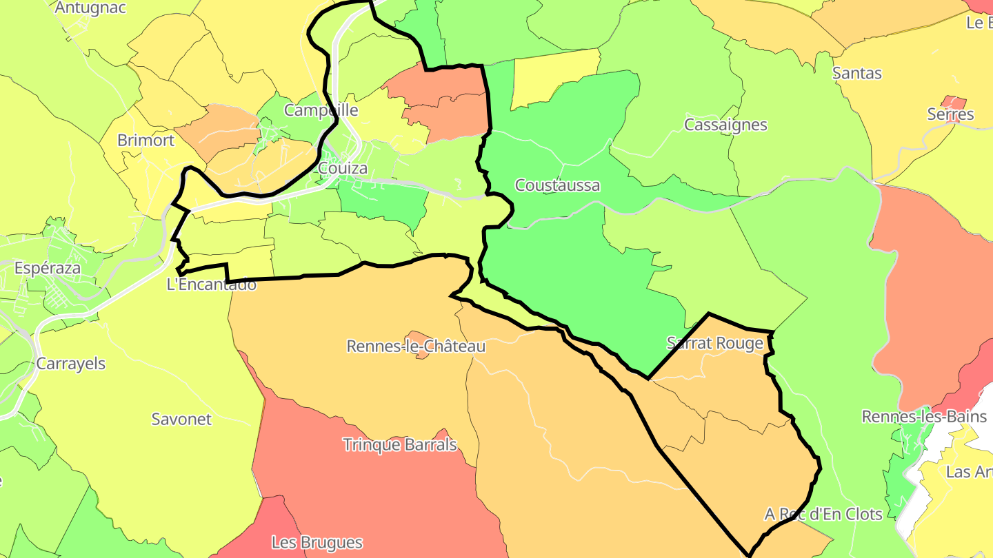 Carte des prix de l'immobilier Couiza