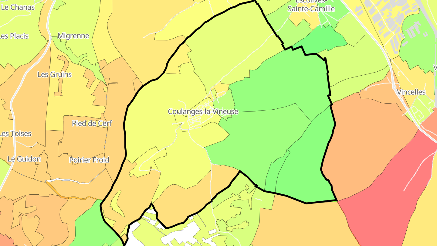 Carte des prix de l'immobilier Coulanges-la-Vineuse