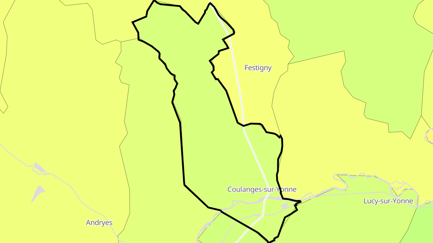 Carte des prix de l'immobilier Coulanges-sur-Yonne