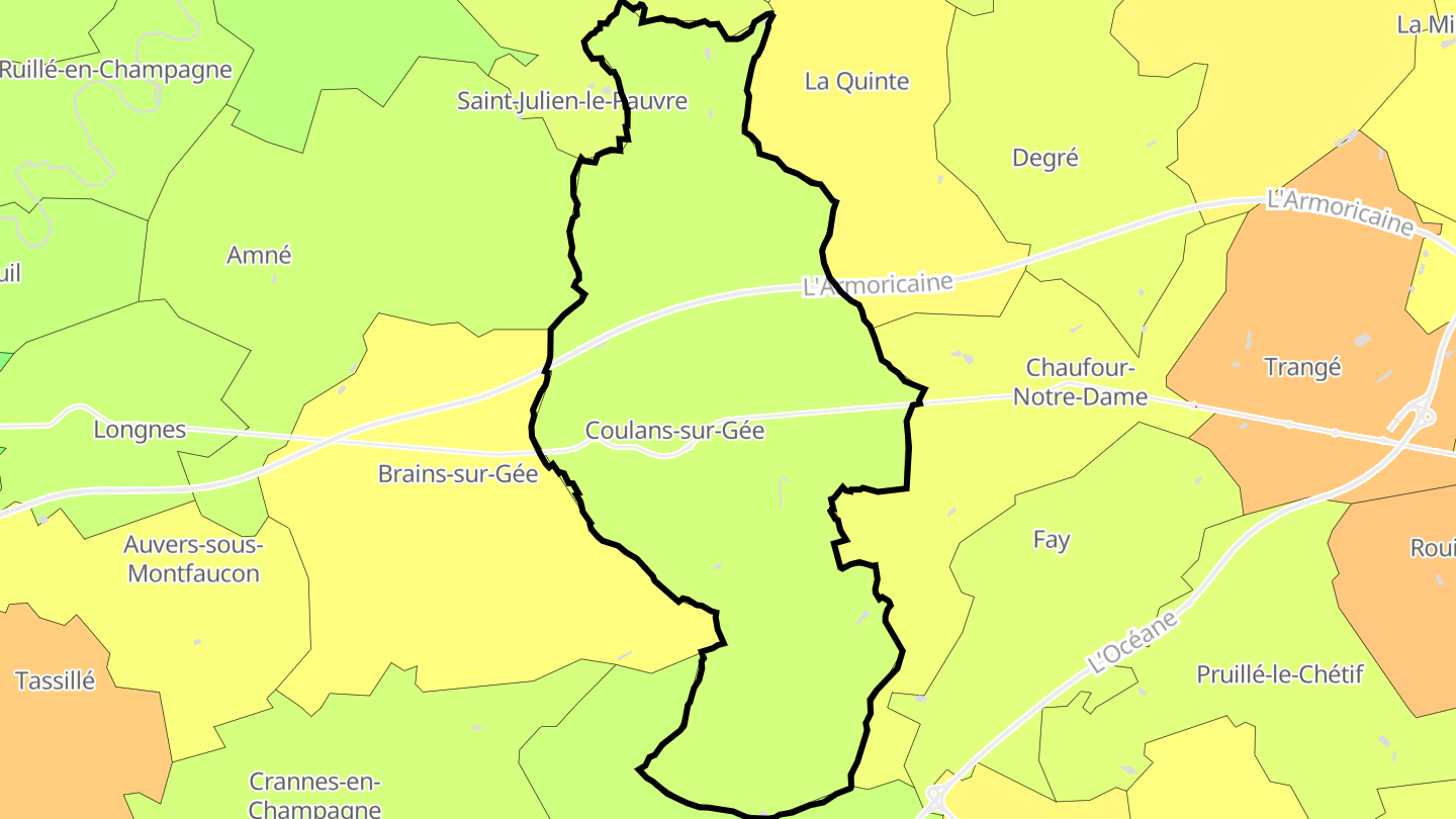 Carte des prix de l'immobilier Coulans-sur-Gée