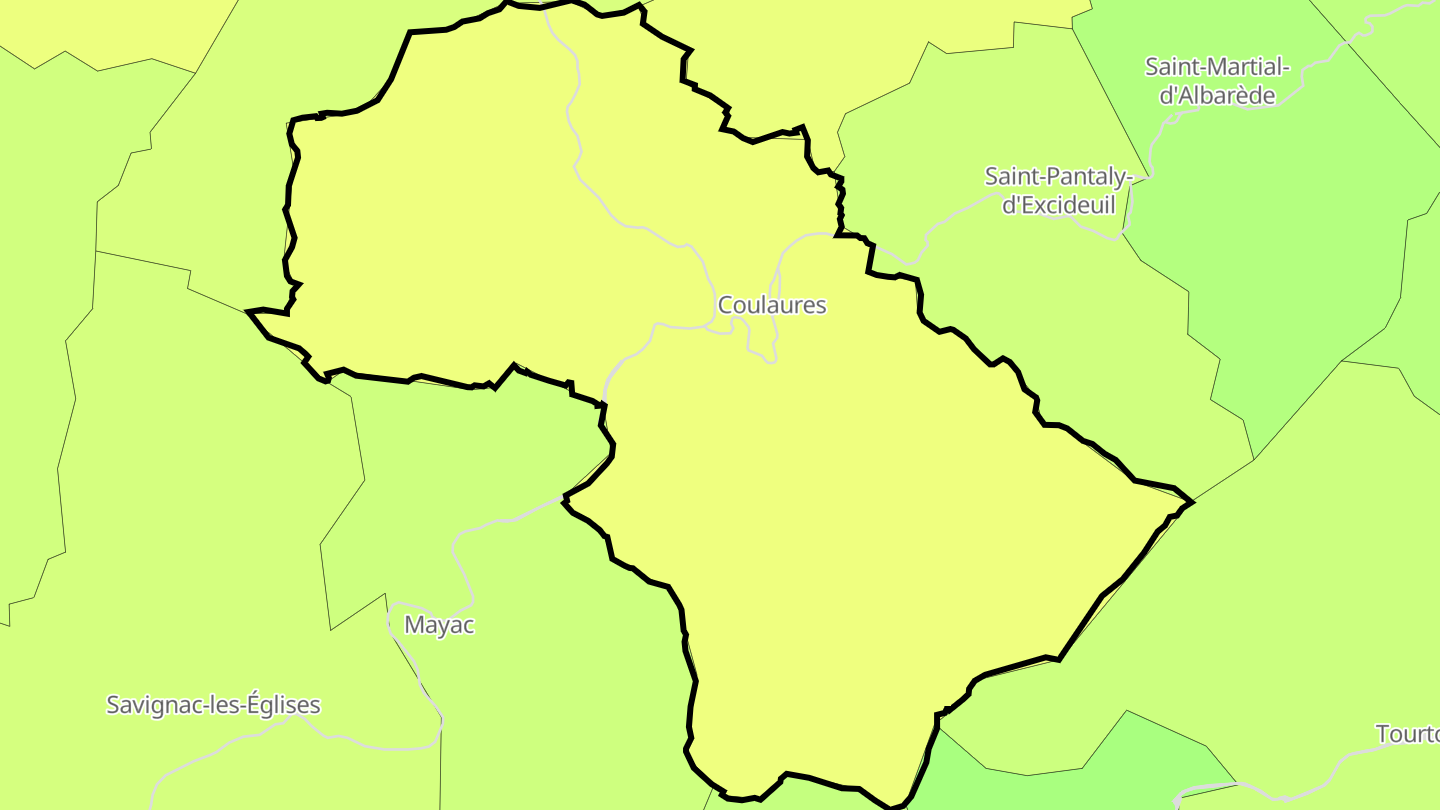 Carte des prix de l'immobilier Coulaures
