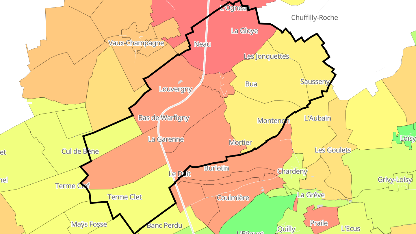 Carte des prix de l'immobilier Coulommes-et-Marqueny