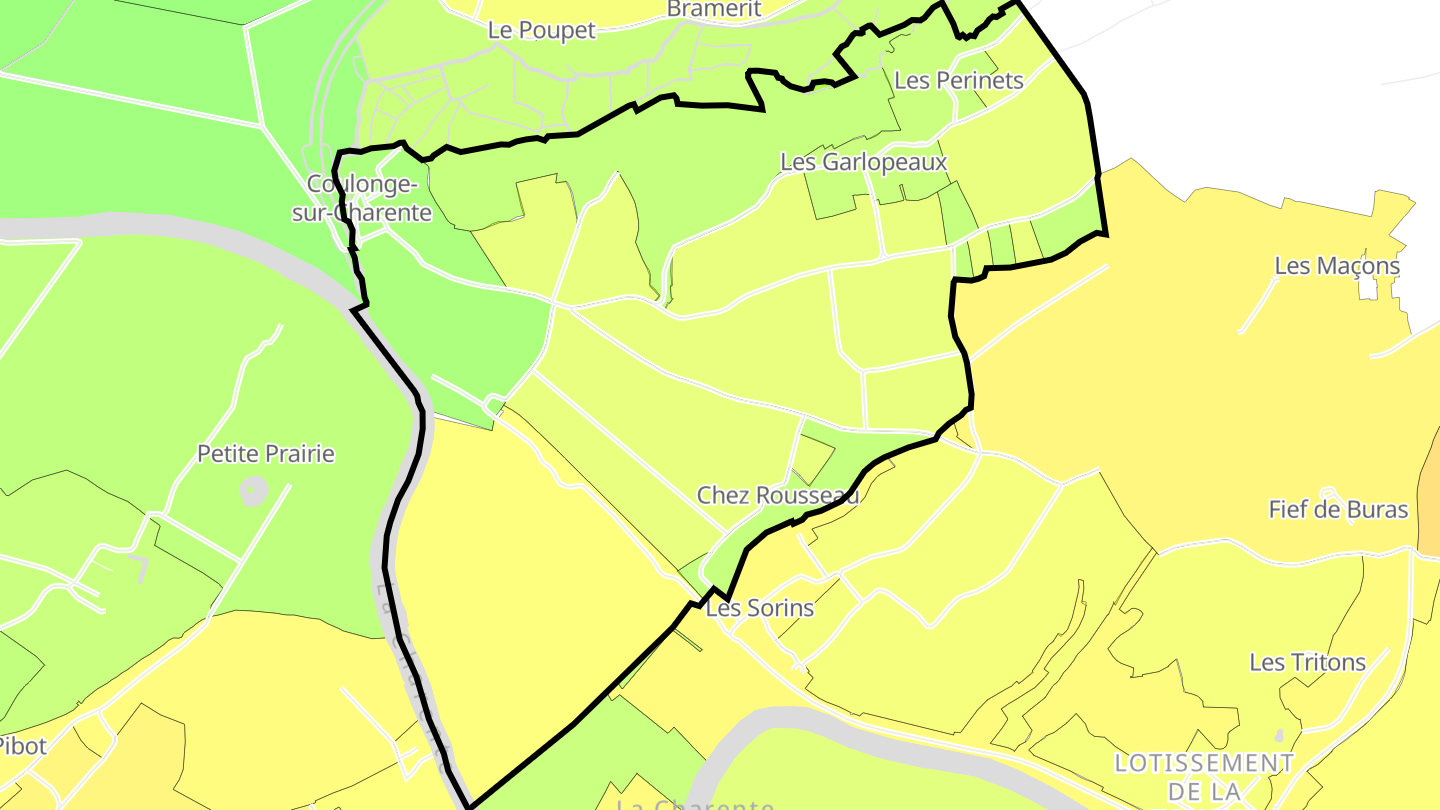 Carte des prix de l'immobilier Coulonge-sur-Charente