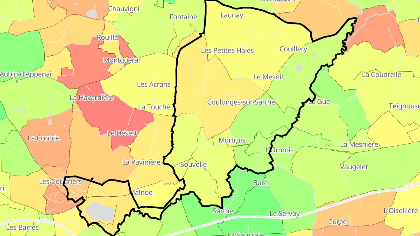 Carte des prix de l'immobilier Coulonges-sur-Sarthe