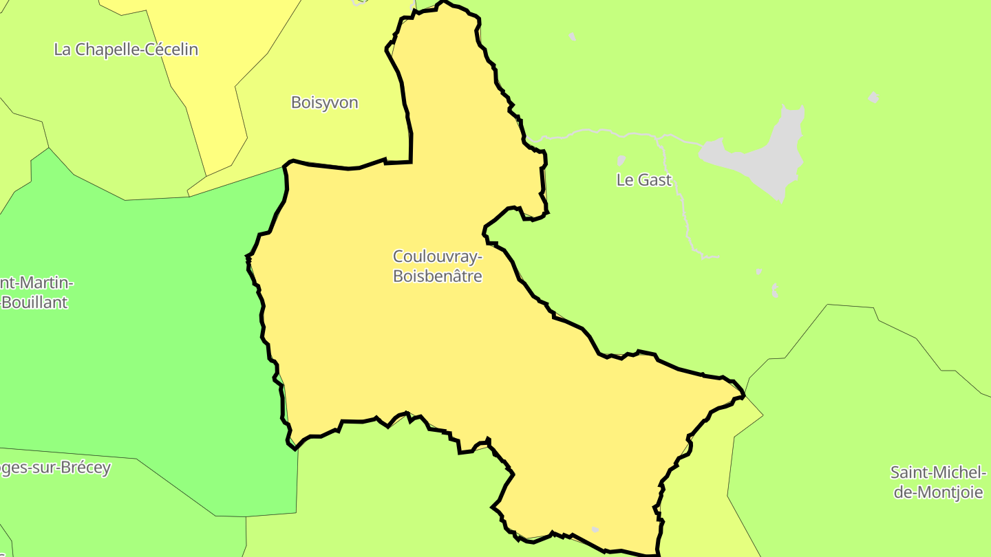 Carte des prix de l'immobilier Coulouvray-Boisbenâtre
