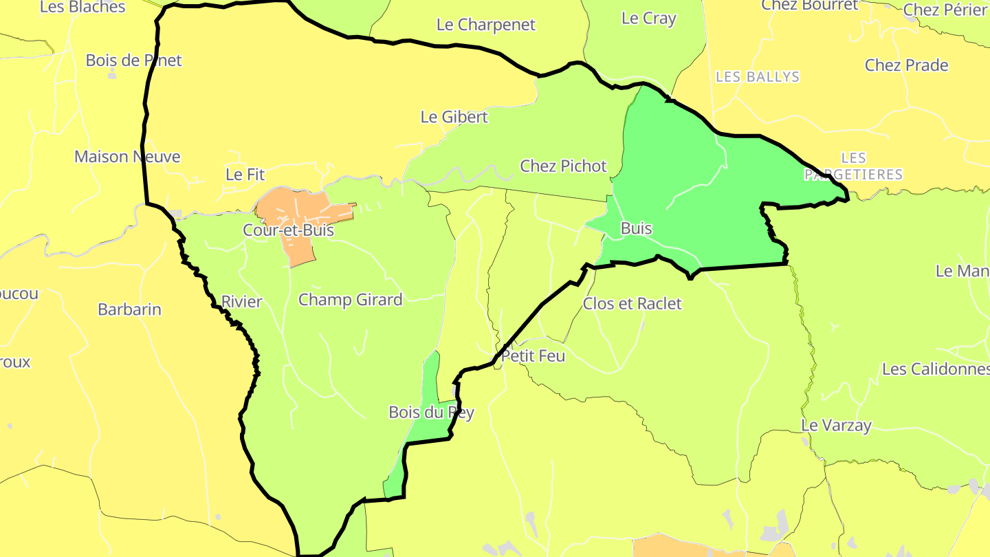 Carte des prix de l'immobilier Cour-et-Buis