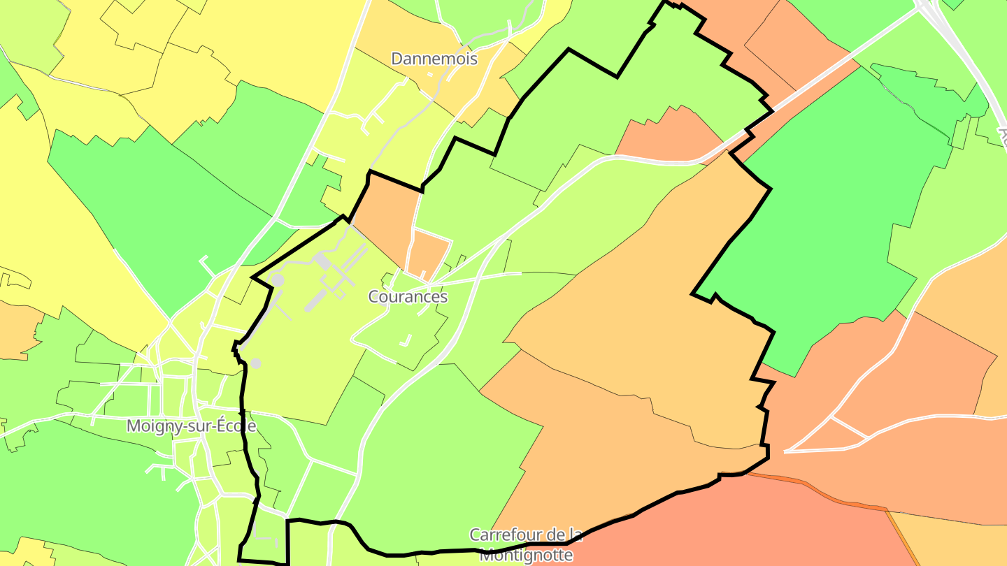 Carte des prix de l'immobilier Courances