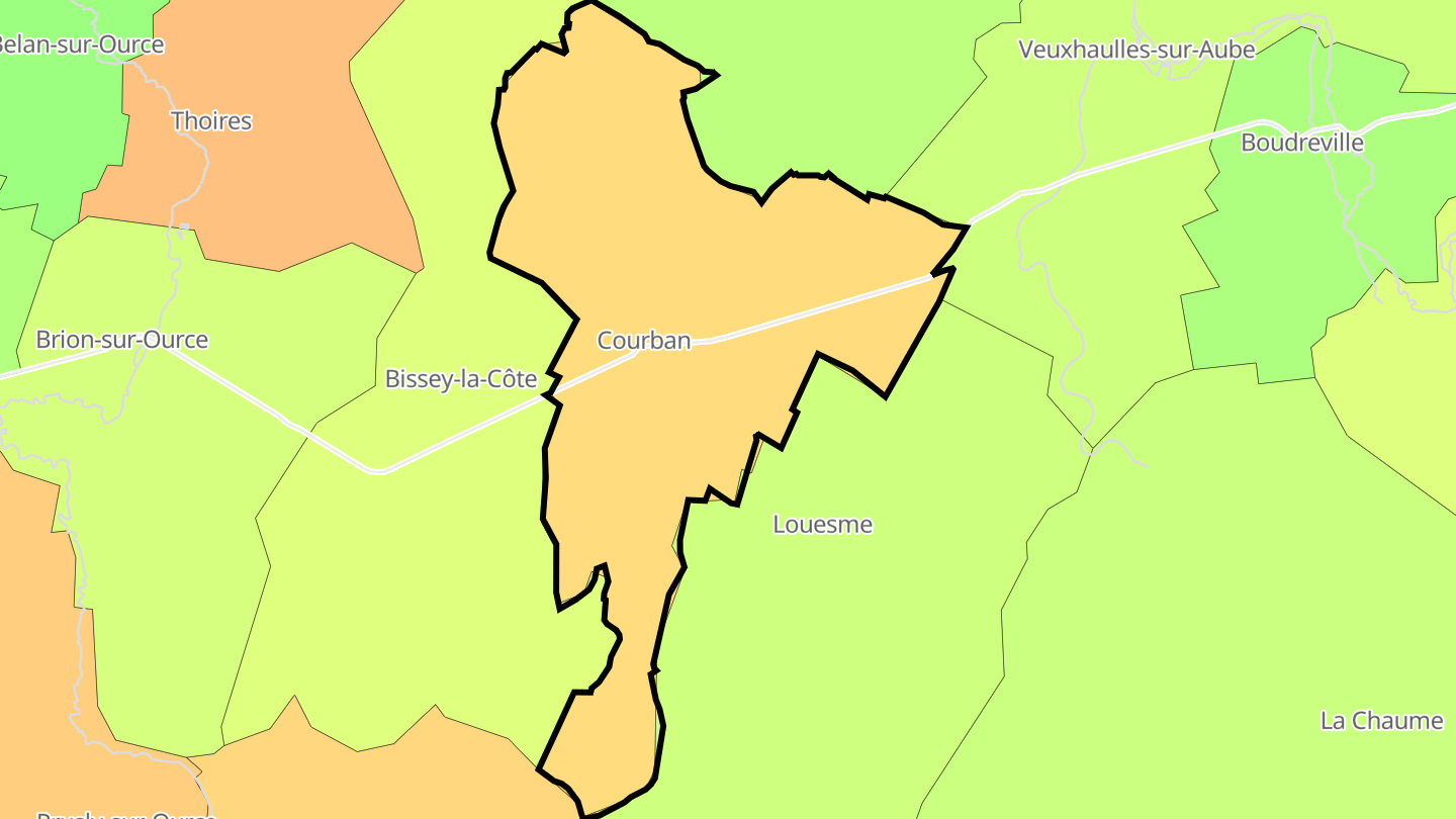 Carte des prix de l'immobilier Courban