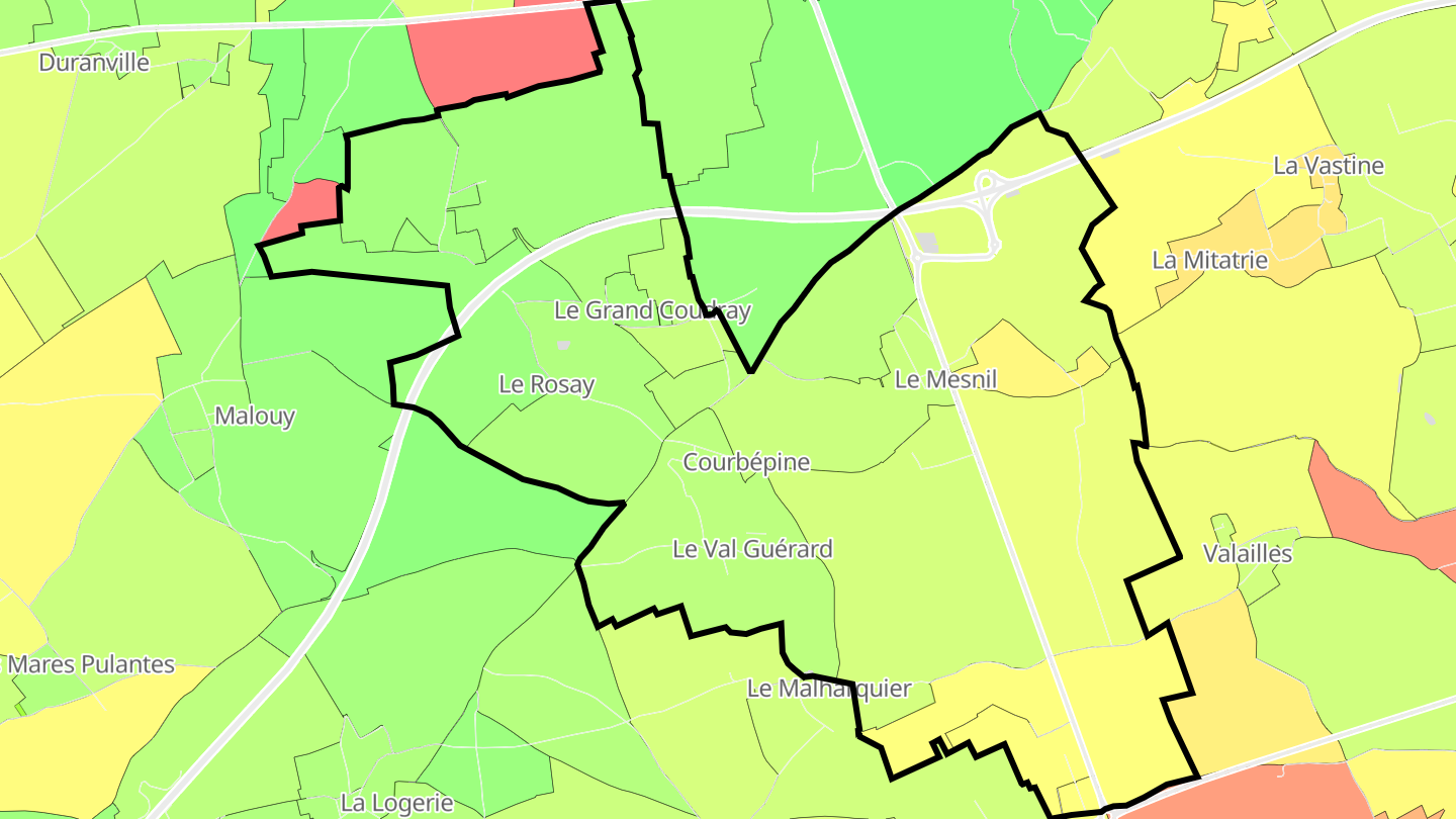 Carte des prix de l'immobilier Courbépine
