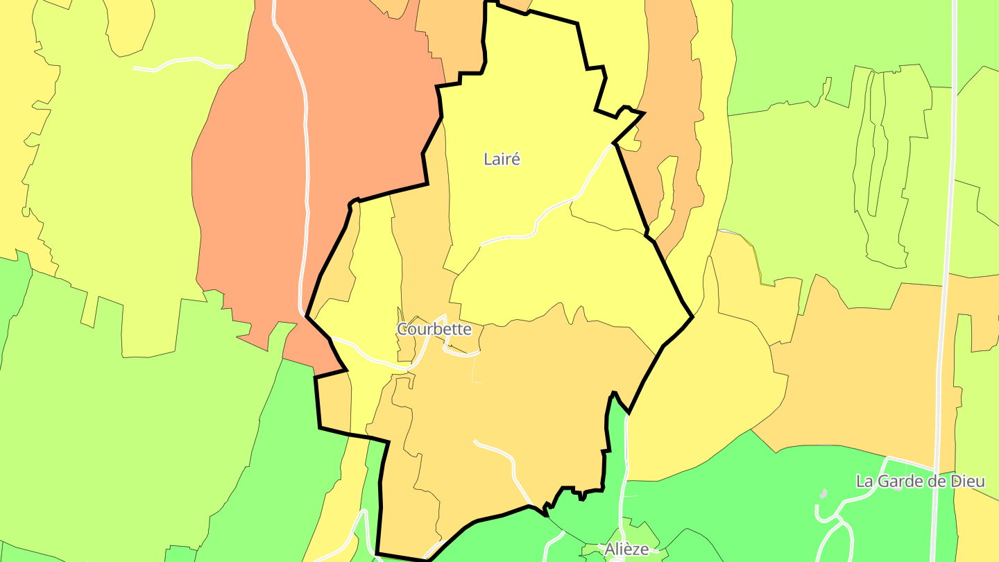 Carte des prix de l'immobilier Courbette