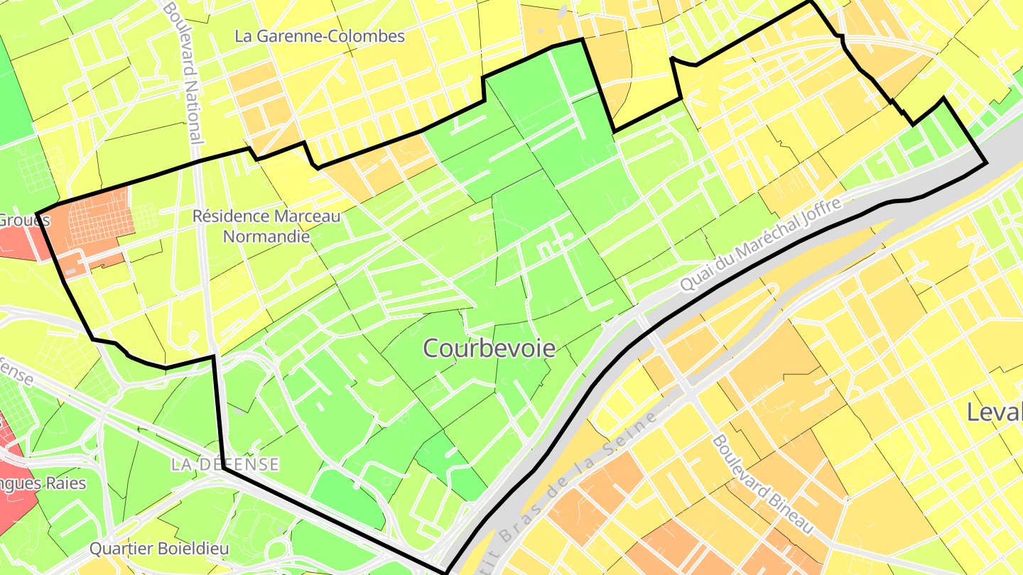 Carte des prix de l'immobilier Courbevoie