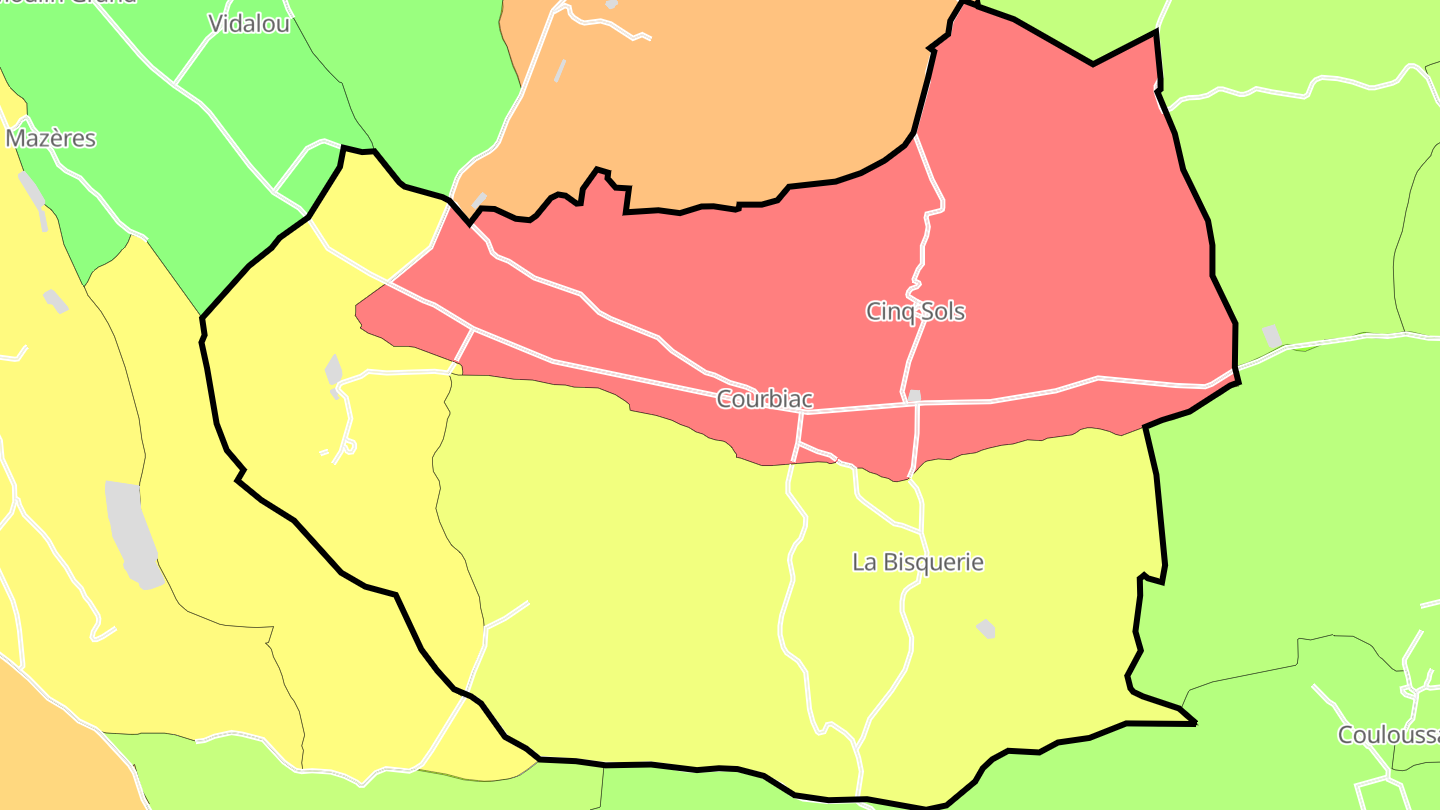 Carte des prix de l'immobilier Courbiac