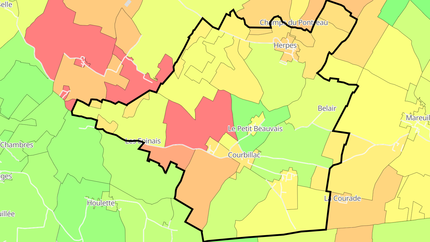 Carte des prix de l'immobilier Courbillac