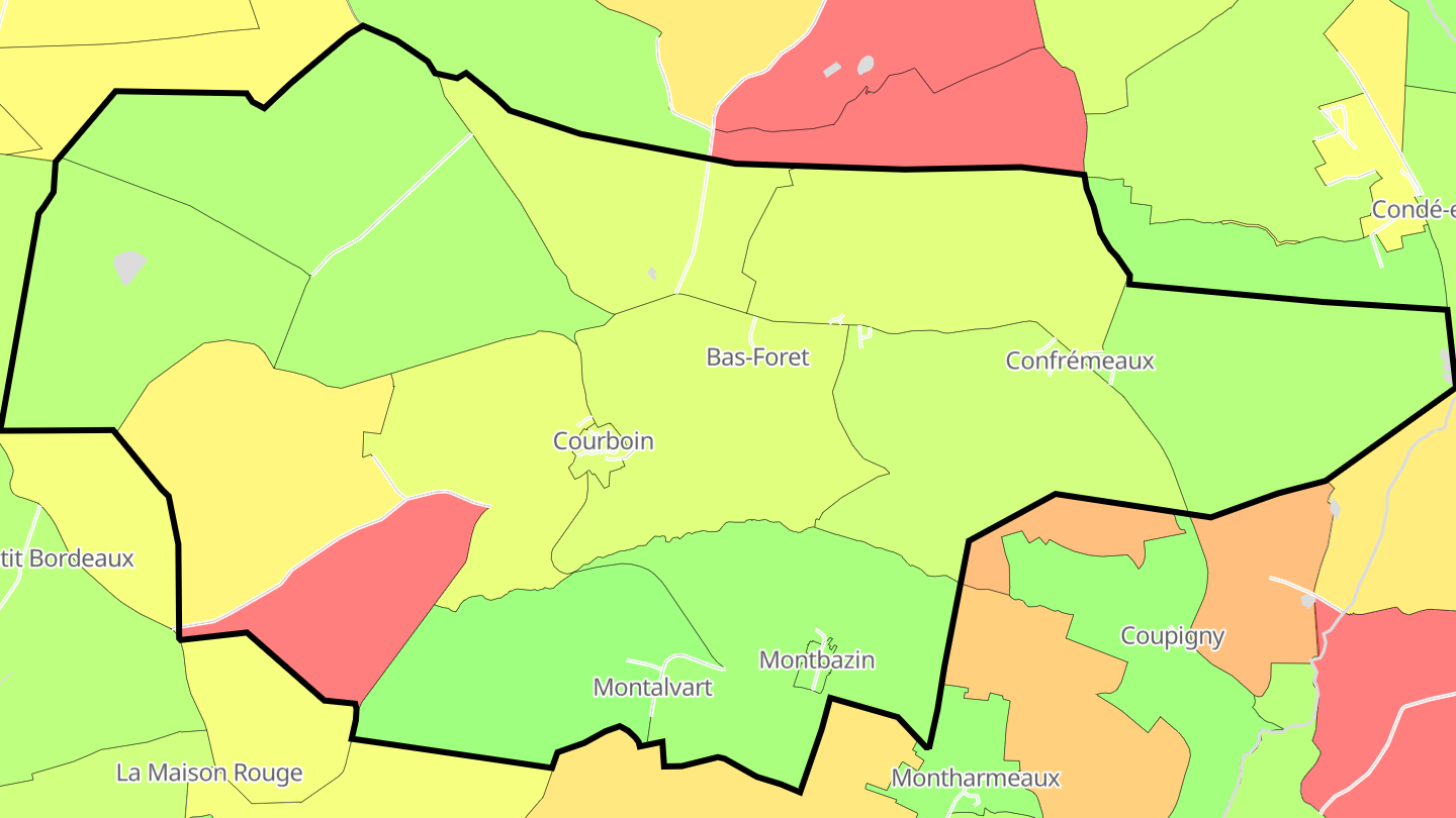 Carte des prix de l'immobilier Courboin