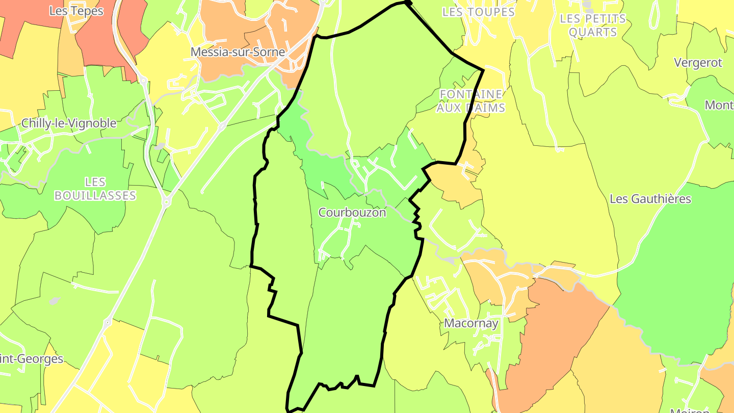 Carte des prix de l'immobilier Courbouzon