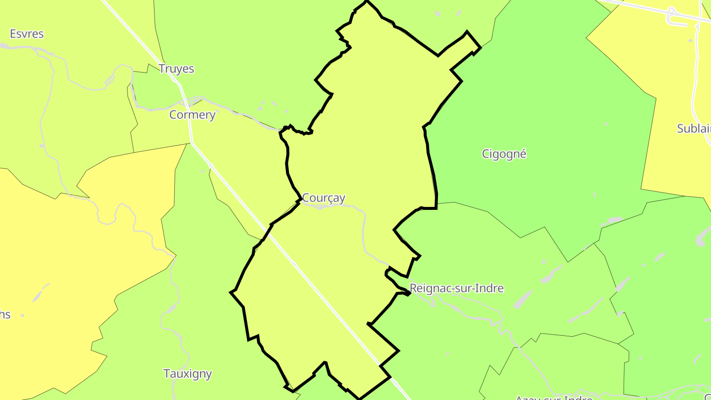 Carte des prix de l'immobilier Courçay