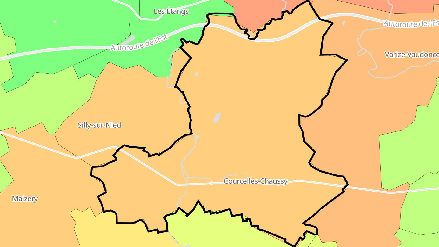 Carte des prix de l'immobilier Courcelles-Chaussy