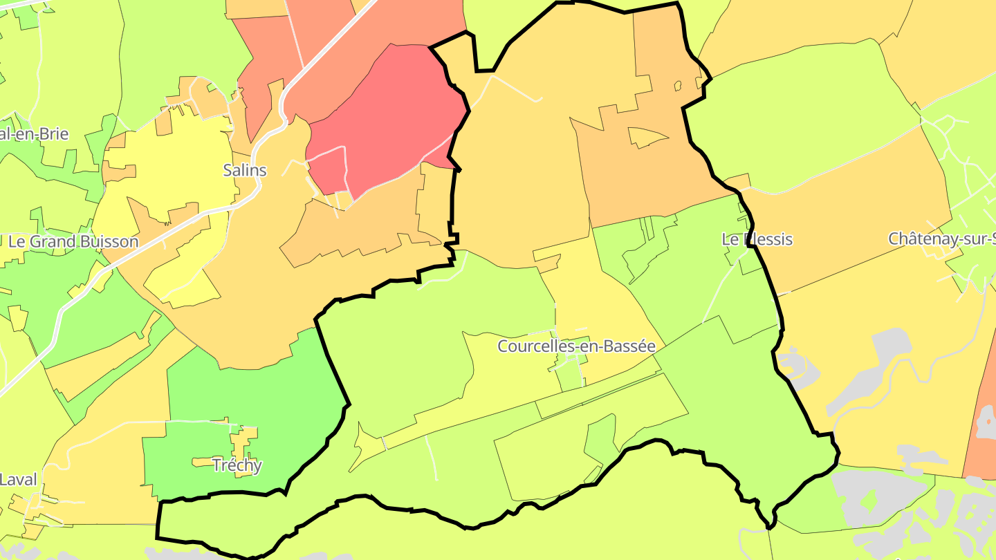 Carte des prix de l'immobilier Courcelles-en-Bassée