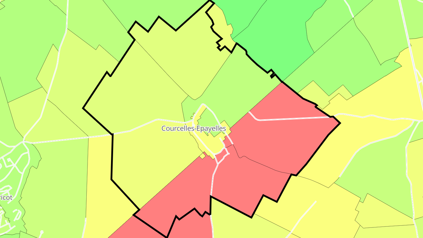 Carte des prix de l'immobilier Courcelles-Epayelles