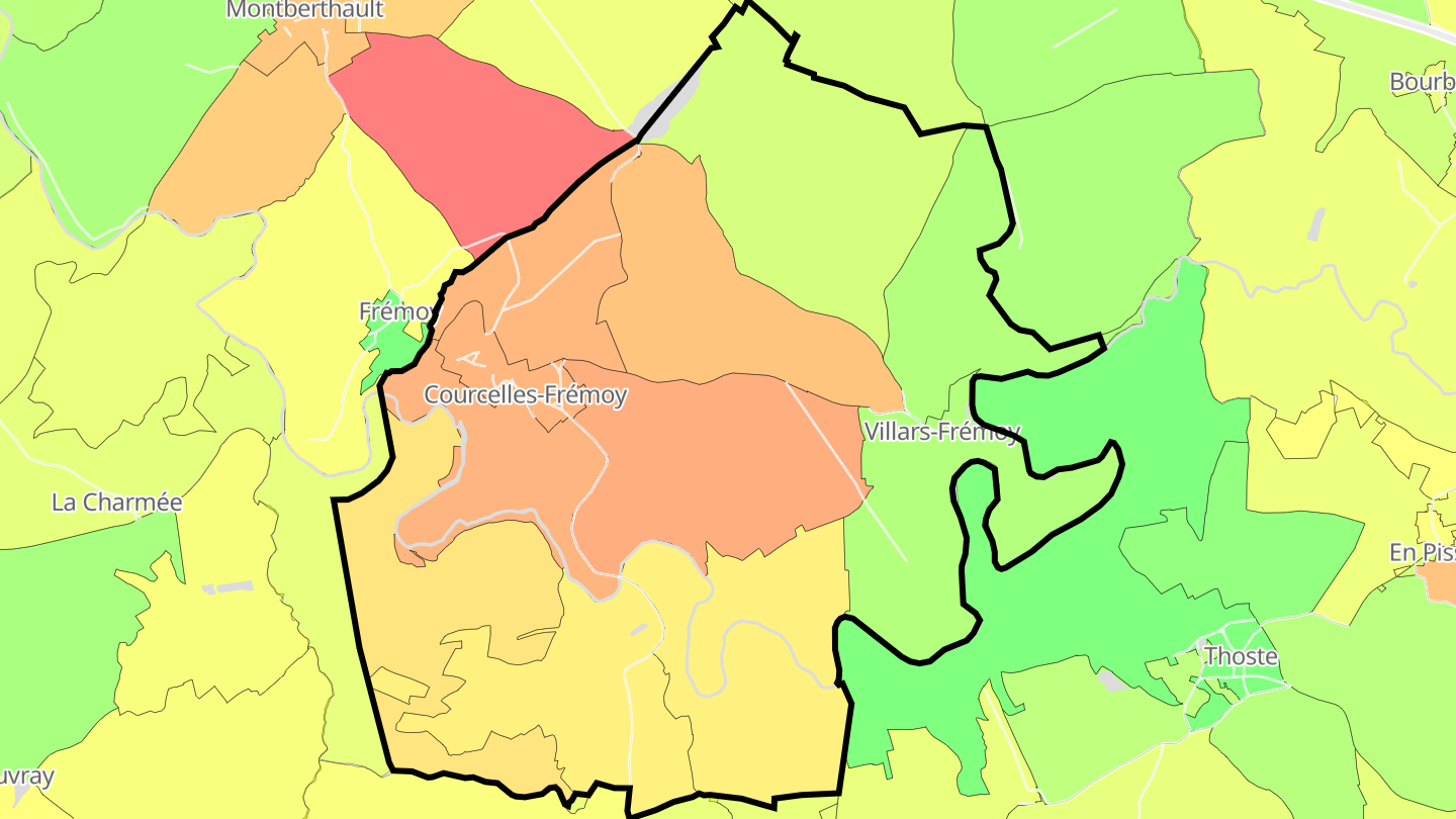 Carte des prix de l'immobilier Courcelles-Frémoy