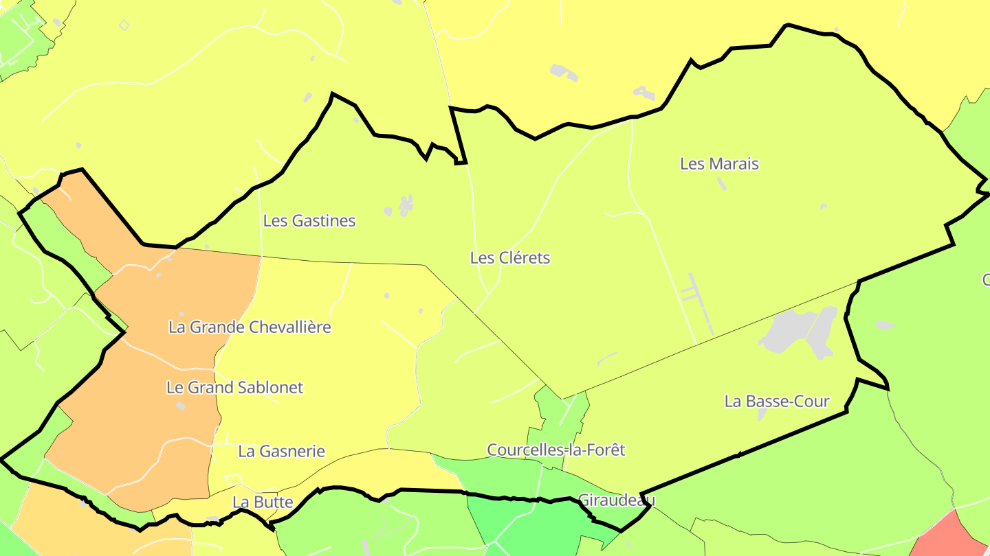 Carte des prix de l'immobilier Courcelles-la-Forêt