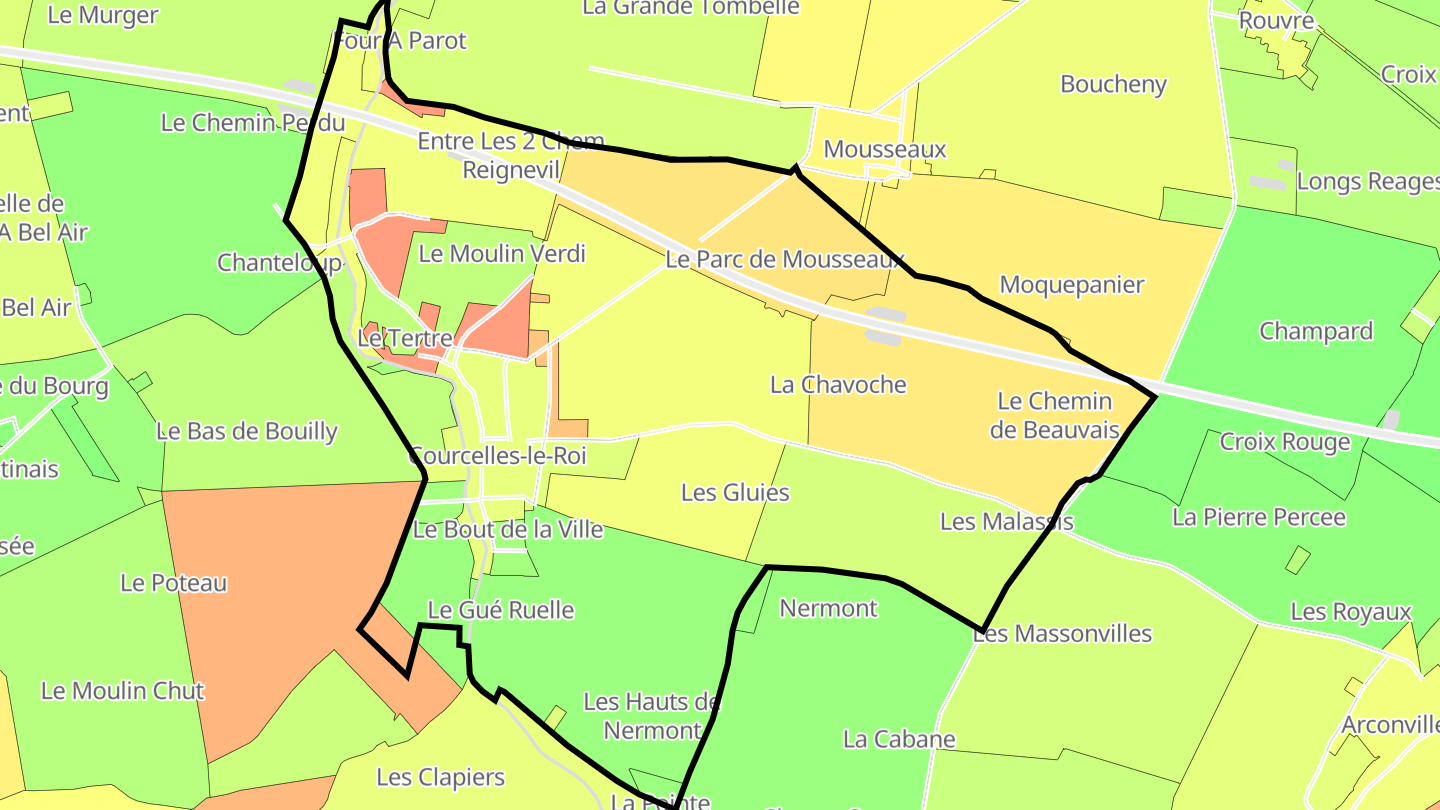 Carte des prix de l'immobilier Courcelles-le-Roi