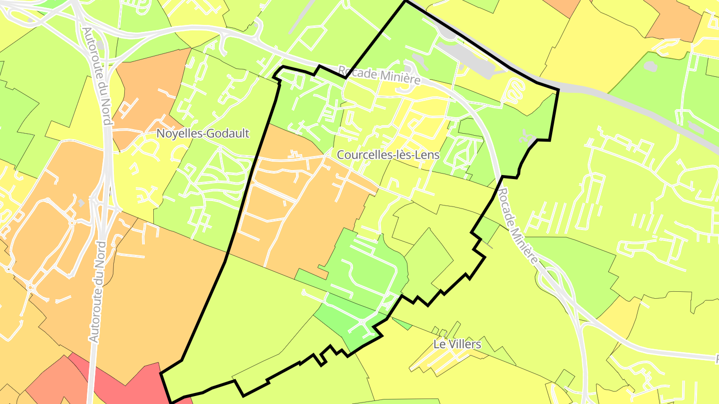 Carte des prix de l'immobilier Courcelles-lès-Lens