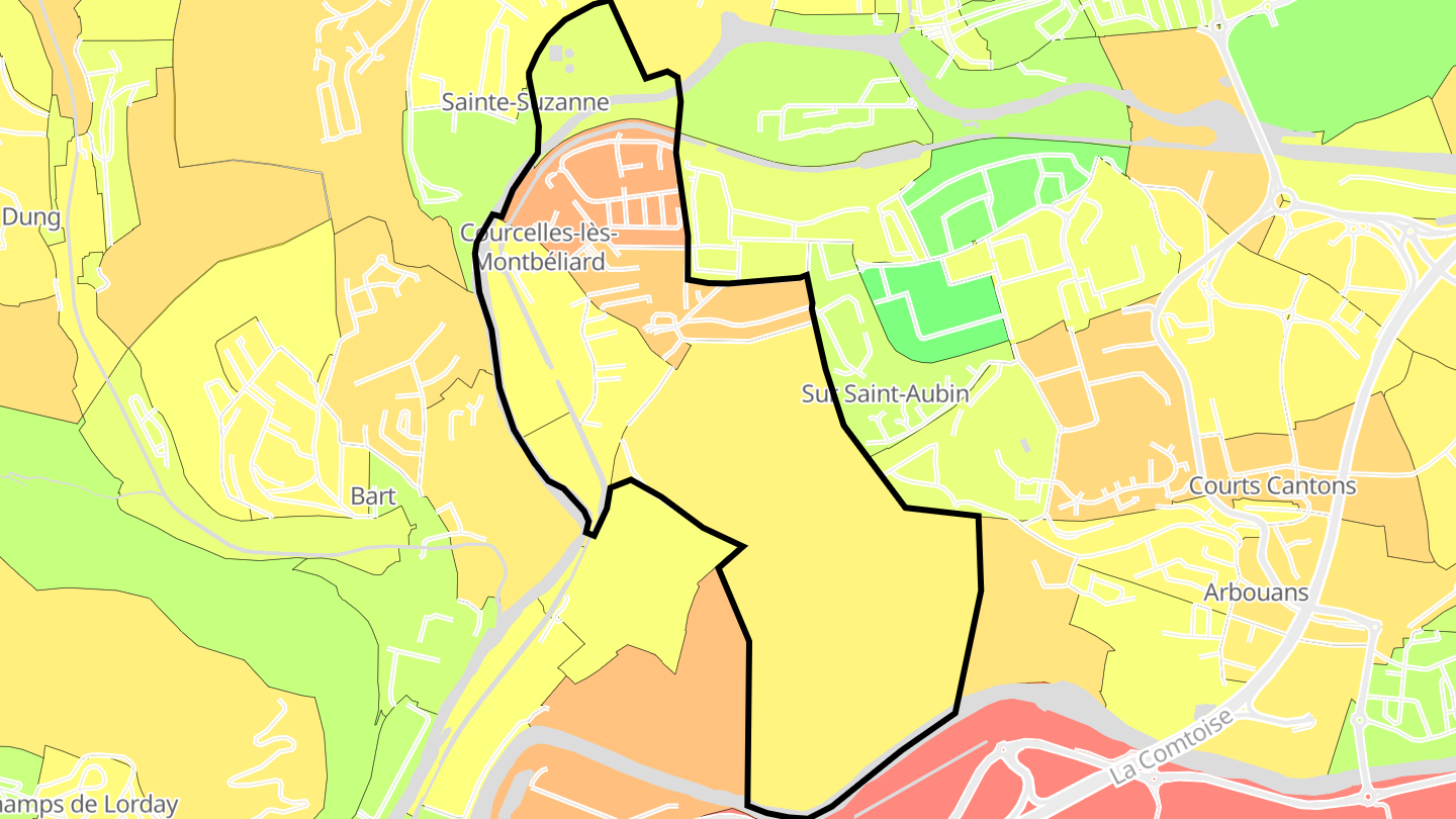 Carte des prix de l'immobilier Courcelles-lès-Montbéliard