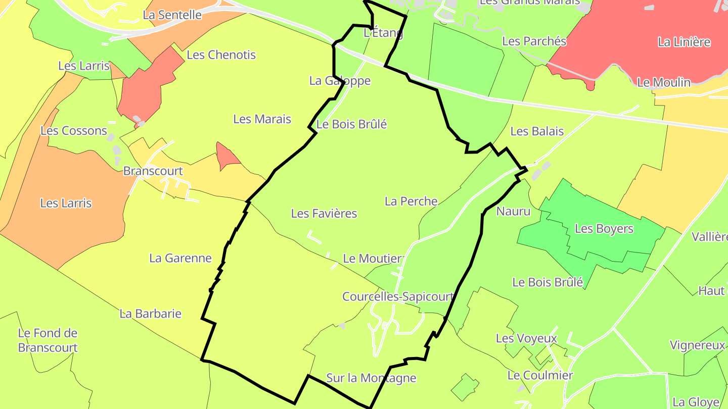 Carte des prix de l'immobilier Courcelles-Sapicourt