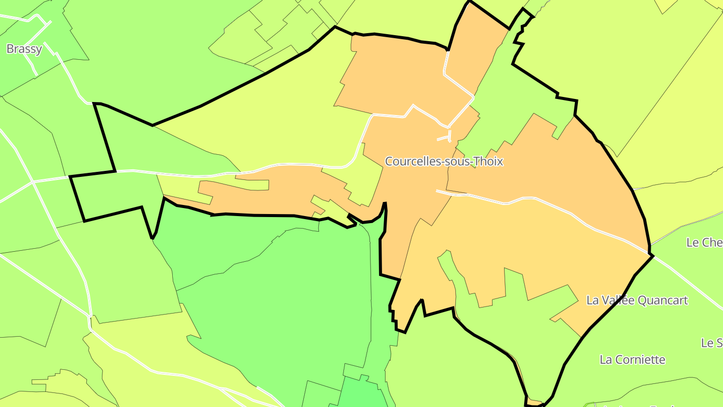 Carte des prix de l'immobilier Courcelles-sous-Thoix