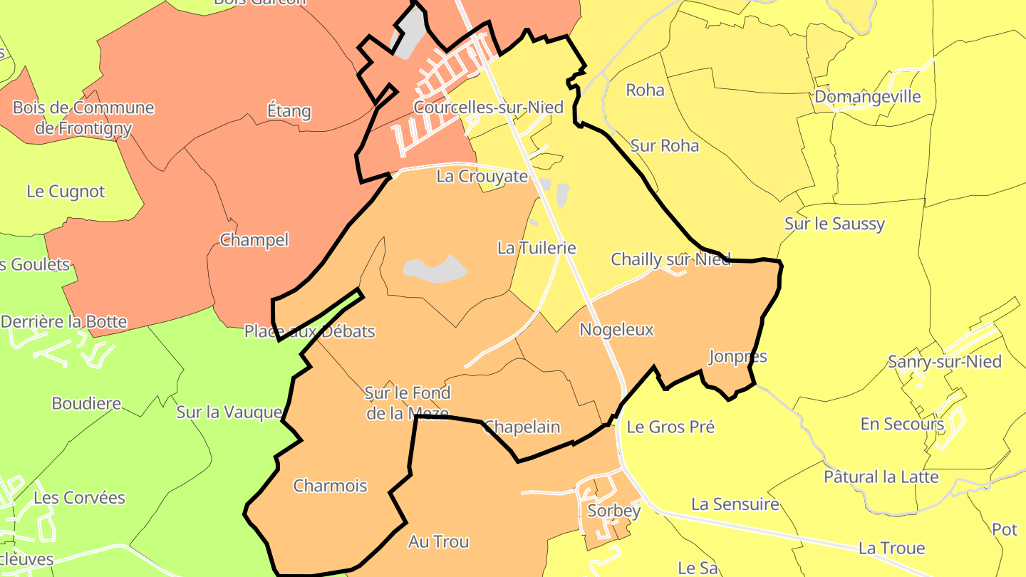 Carte des prix de l'immobilier Courcelles-sur-Nied