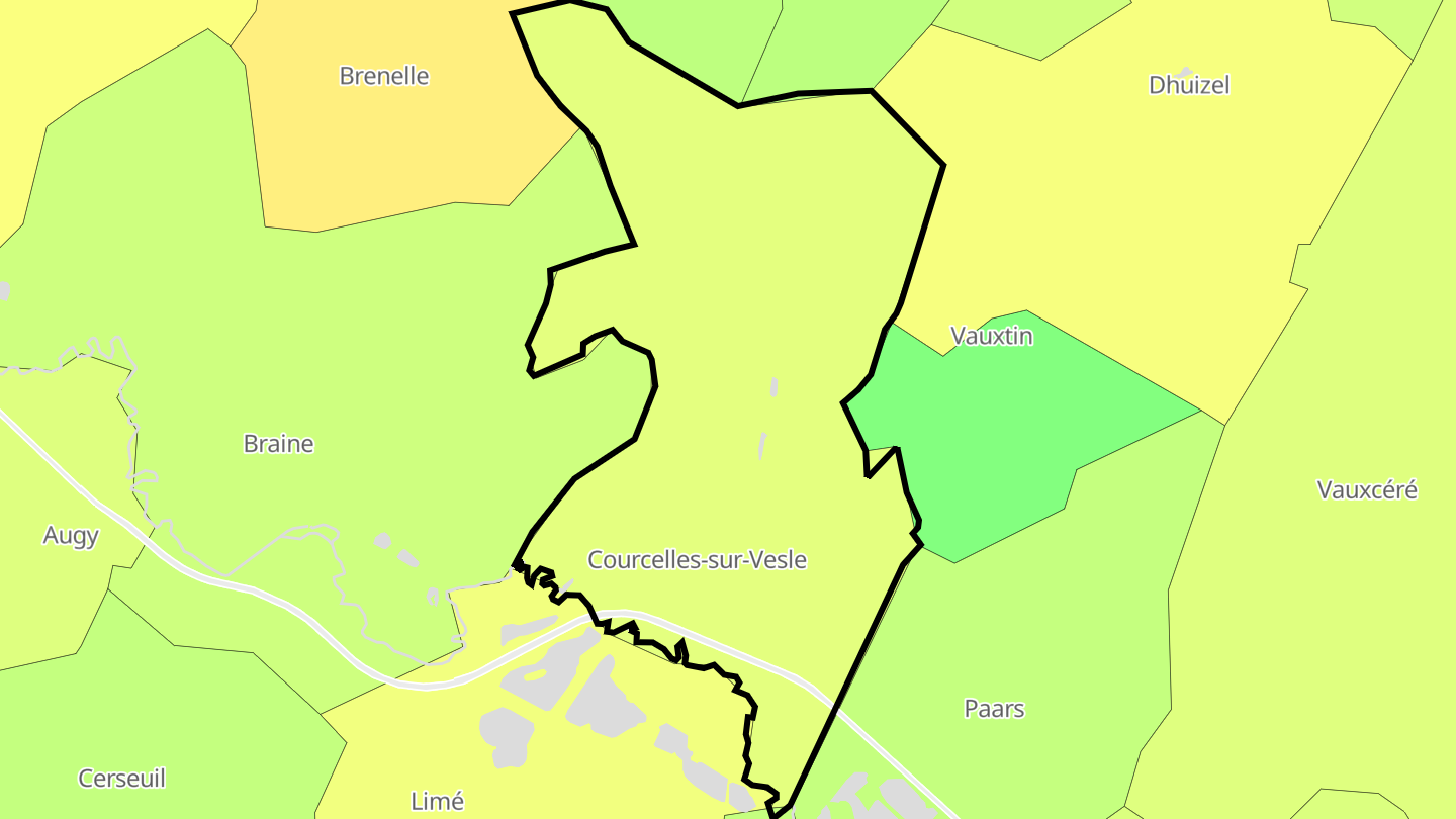 Carte des prix de l'immobilier Courcelles-sur-Vesle
