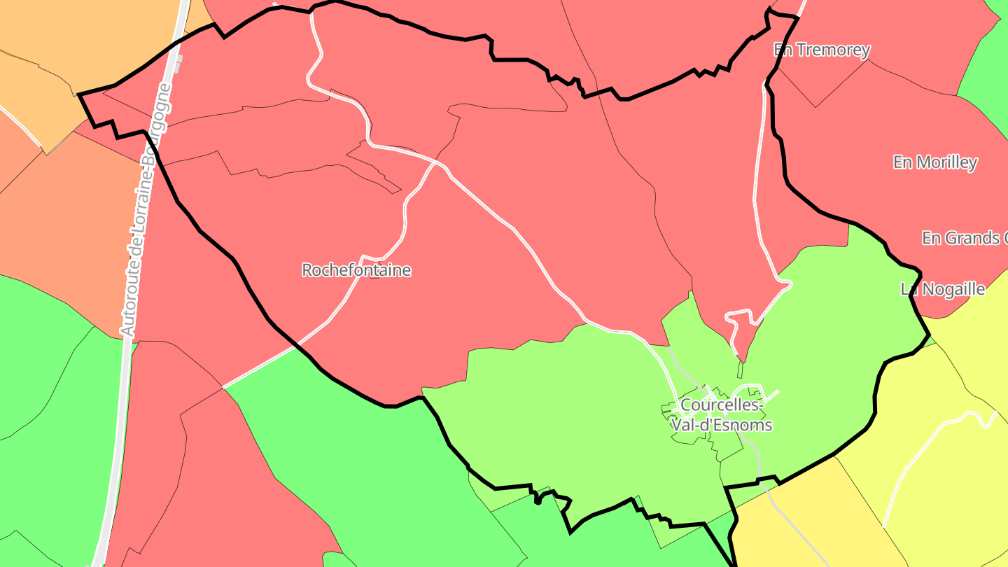 Carte des prix de l'immobilier Courcelles-Val-d'Esnoms