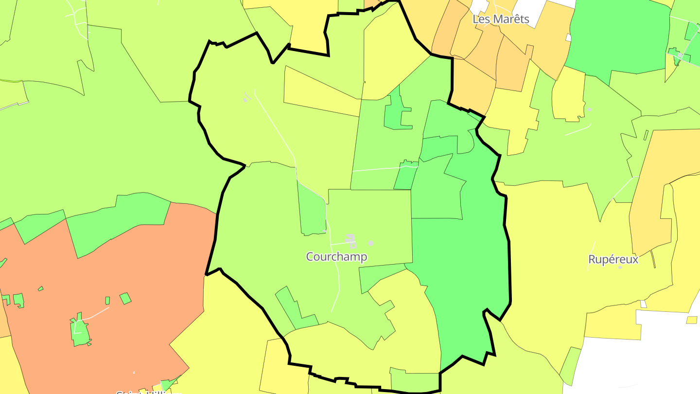 Carte des prix de l'immobilier Courchamp