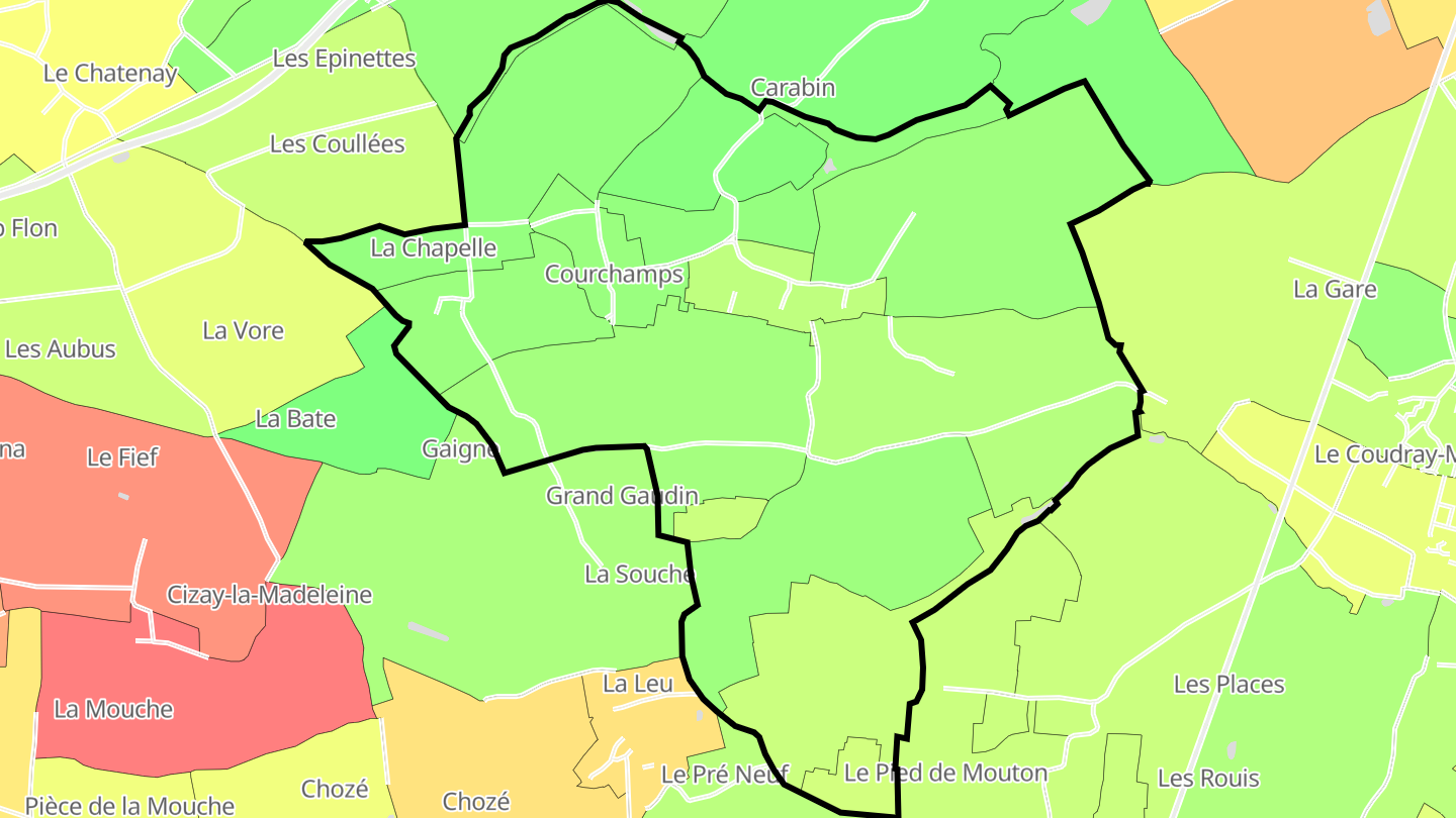 Carte des prix de l'immobilier Courchamps