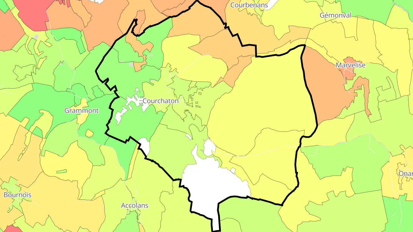 Carte des prix de l'immobilier Courchaton