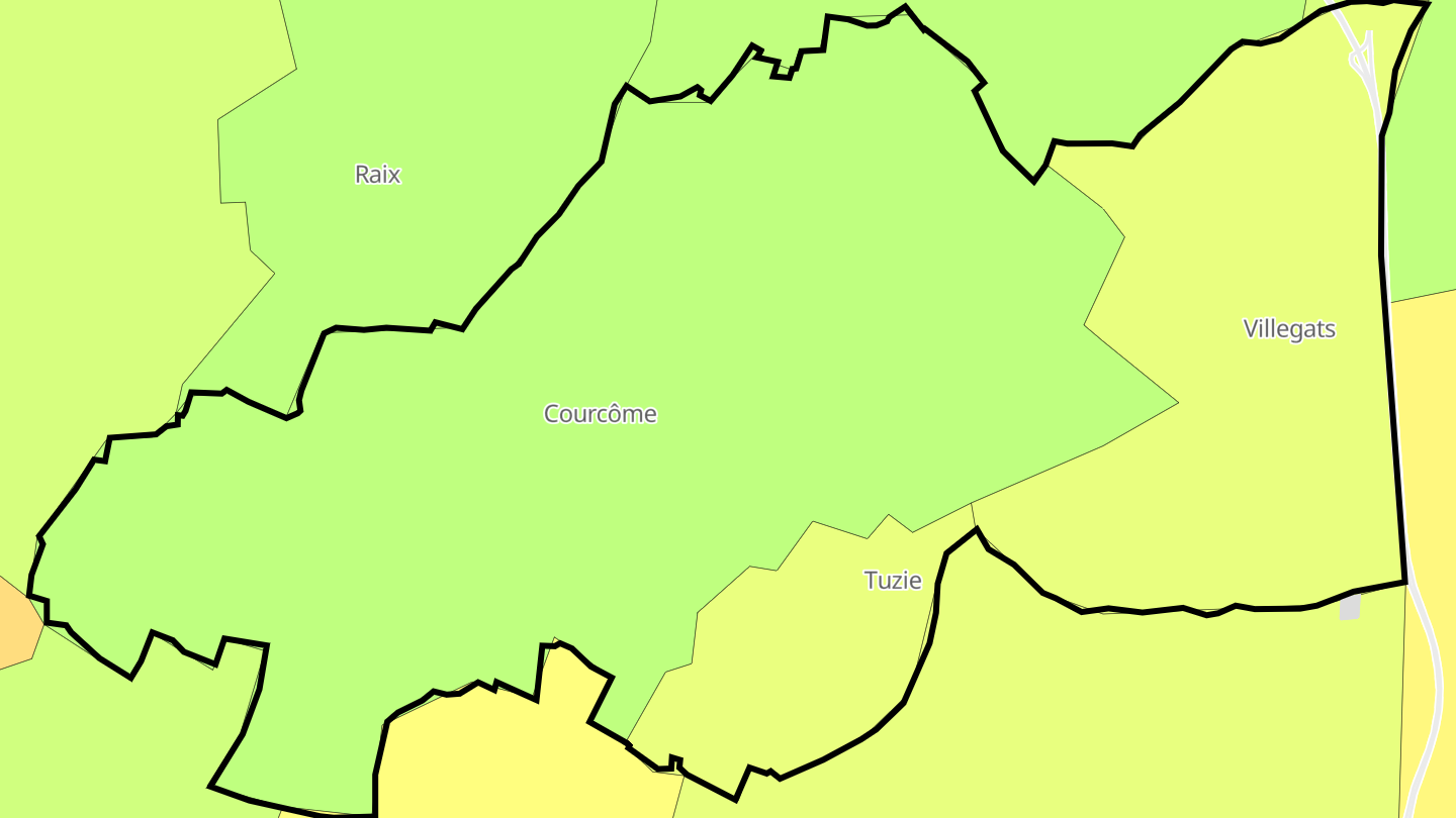 Carte des prix de l'immobilier Courcôme