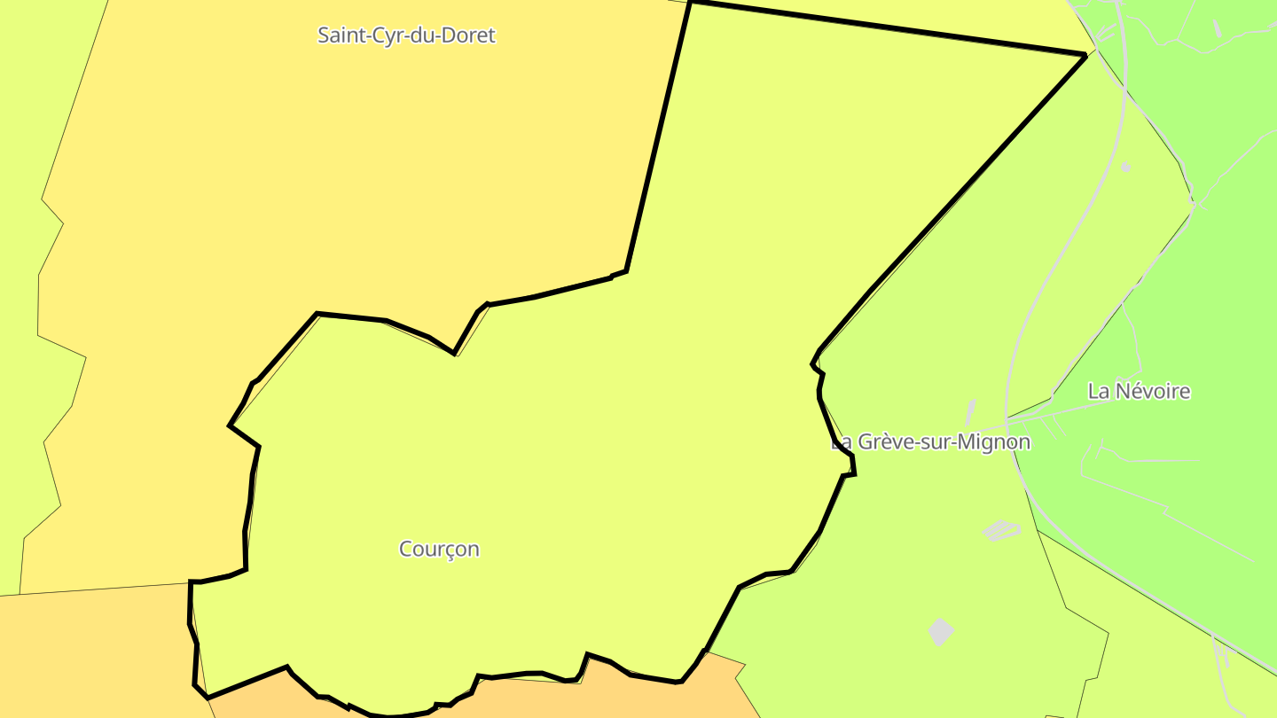 Carte des prix de l'immobilier Courçon