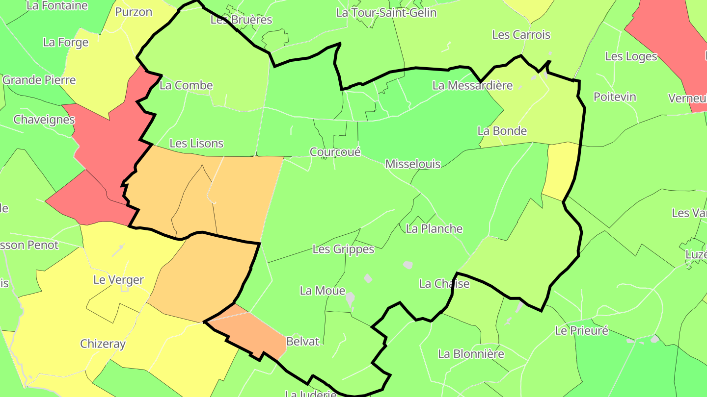 Carte des prix de l'immobilier Courcoué