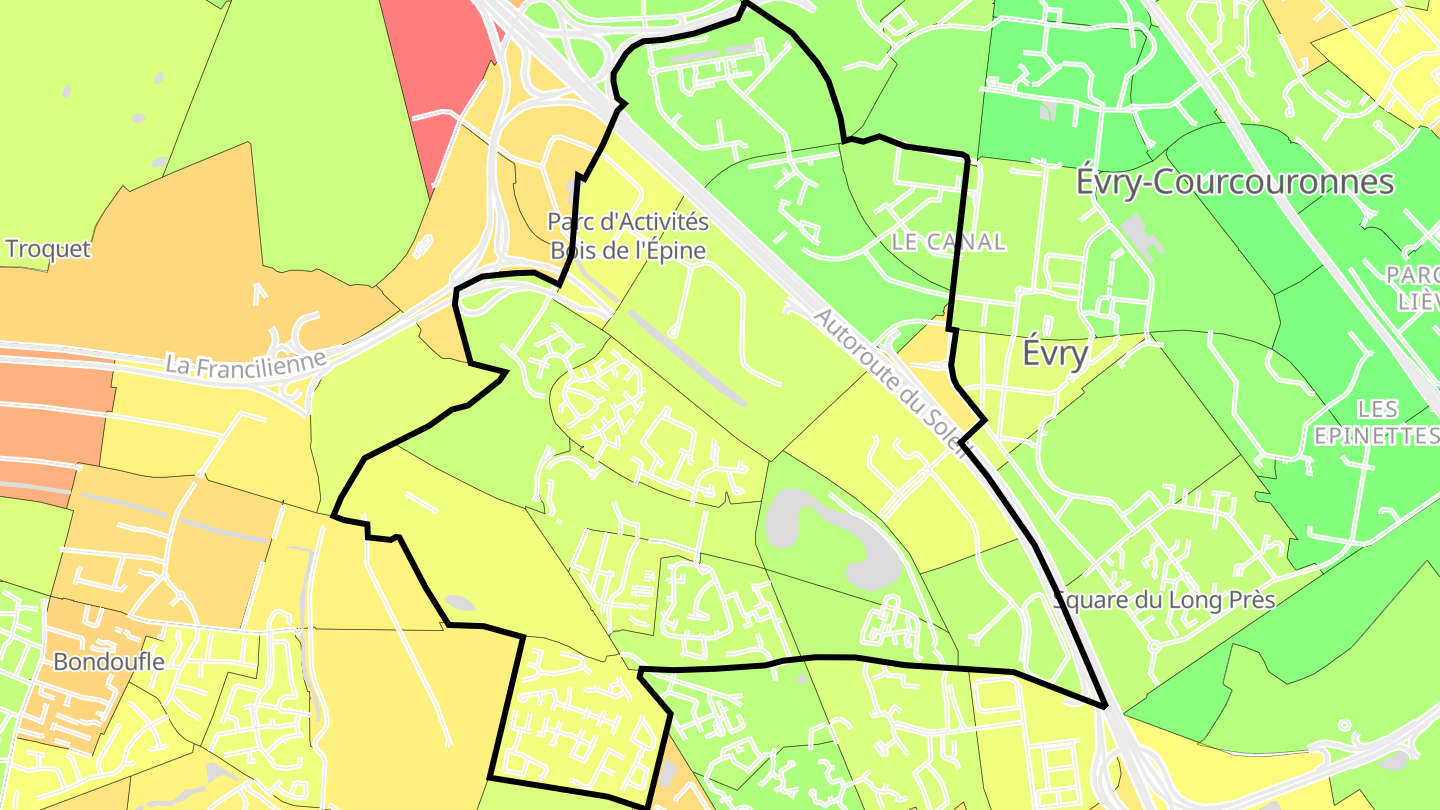 Carte des prix de l'immobilier Courcouronnes