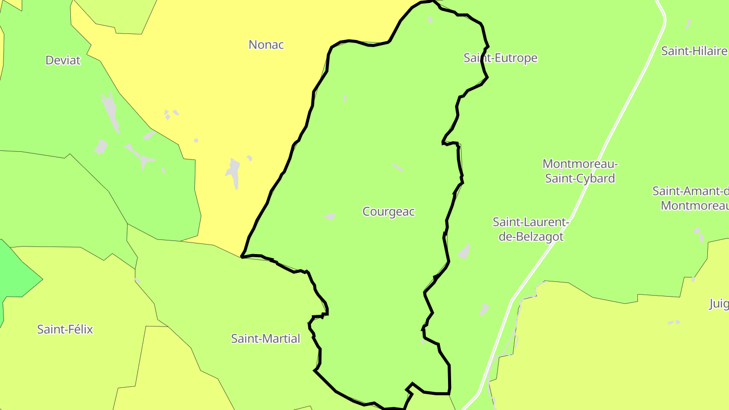 Carte des prix de l'immobilier Courgeac