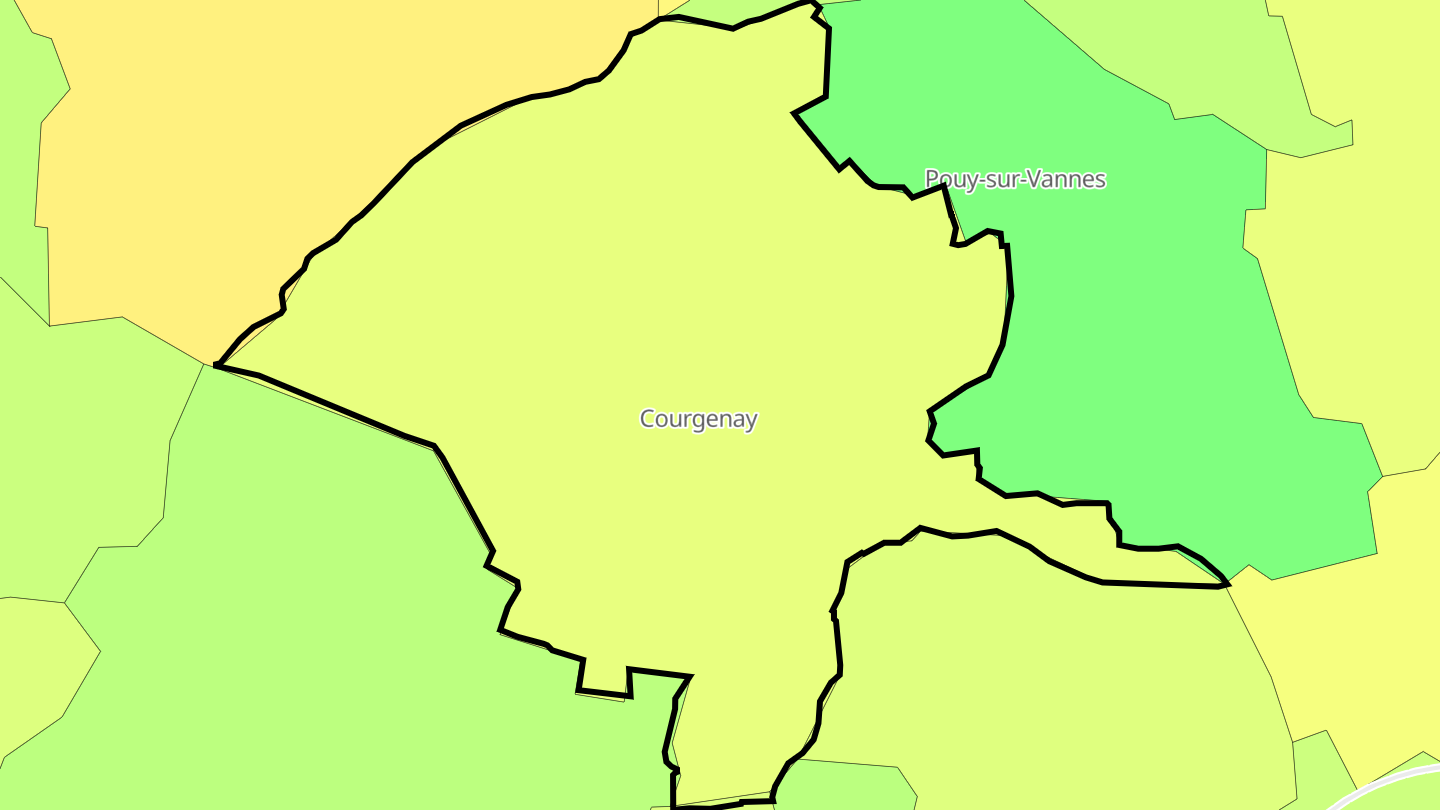 Carte des prix de l'immobilier Courgenay