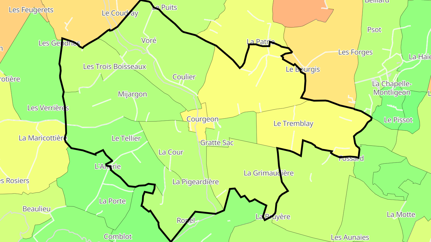 Carte des prix de l'immobilier Courgeon